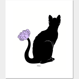 Flower Cat Purple Posters and Art